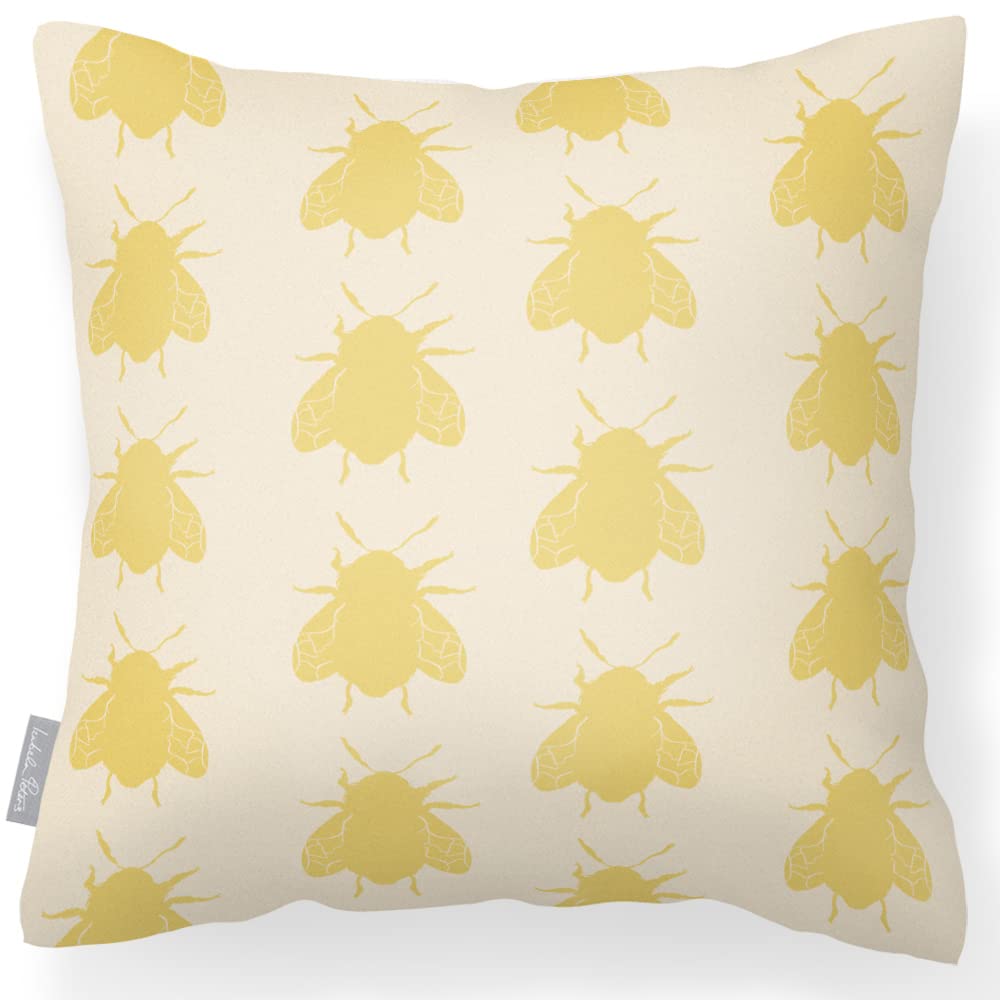 Izabela Peters Bees - Cream Waterproof Outdoor Cushion, 43 Cm, Filled, Garden Furniture Seat Cushions For Chairs