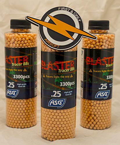 First and Only Airsoft Blaster (3 x Reparto de Botellas) .25 (Red) trazador BBS y Parche 3300 disparó munición Botella de munición para Pistolas y Pistolas de Calidad