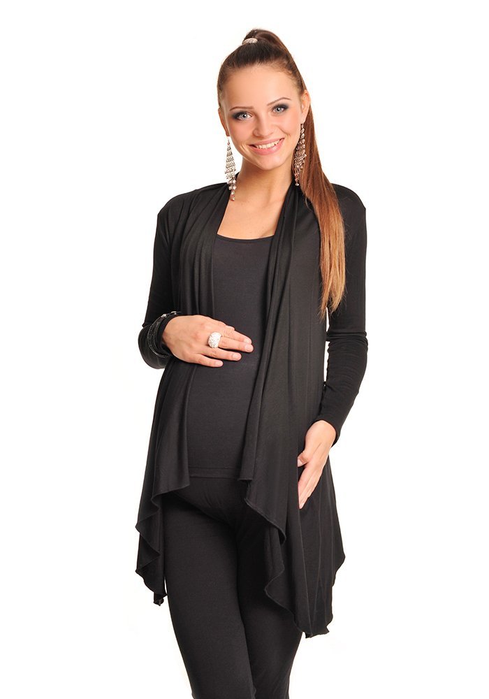 New Maternity Floaty Waterfall Cardigan Shrug Jacket Top 4008 (8, Black)