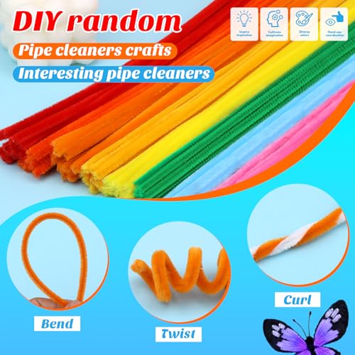 Image of Iuuidu 200PCS Pipe Cleaners Chenille Stem, 20 Color Pipe Cleaners Craft