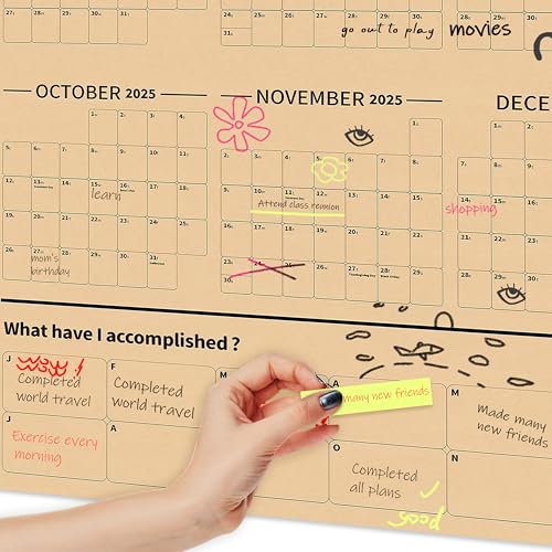 GuassLee Calendário de parede anual grande 2025, calendário de ano inteiro, uma página, janeiro de 2