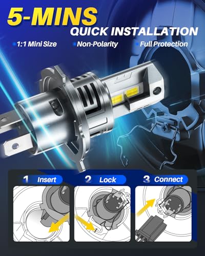 Image of AUTOONE H4 /HB2 /9003 LED Bulb Hi Lo, 80000LM, 1:1 Size 99% Compatibility, 2 PCS