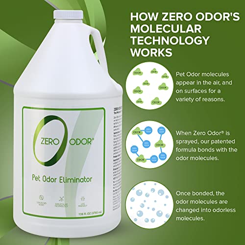 Zero Odor Pet Odor Eliminator - Air Cleaner, Purifier & Deodorizer - More Than An Air Freshener - Actually Eliminates Odors At A Molecular Level - Refill (128 Ounces) #TOP3