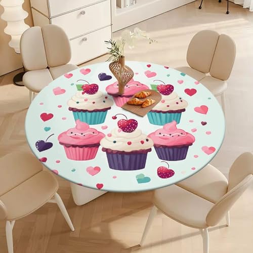 Nappe ronde ajustée élastique imperméable lavable cupcakes cœurs