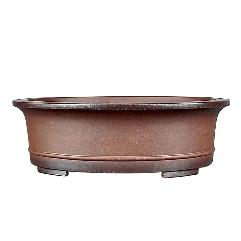 GELASIGE Flower Pots Plant Pots Purple Clay Bonsai Flowerpot Handmade Oval Flowerpot Purple Clay Green Plant Pots Outdoor Flower Pots