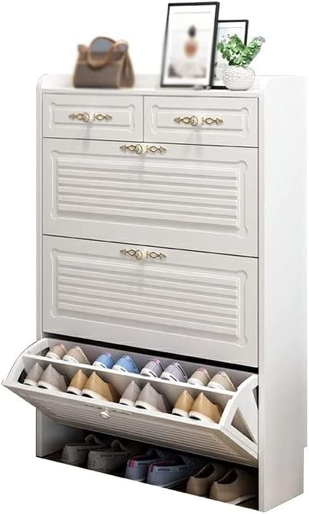Freestanding Shoes Storage for Entryway, White Shoe