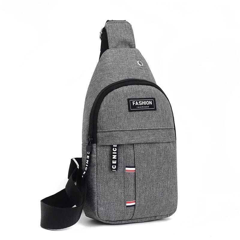 Bolsa Pochete Shoulder Bag Tira Colo Transversal Nécessaire Com Entrada Para Fone (Cinza)