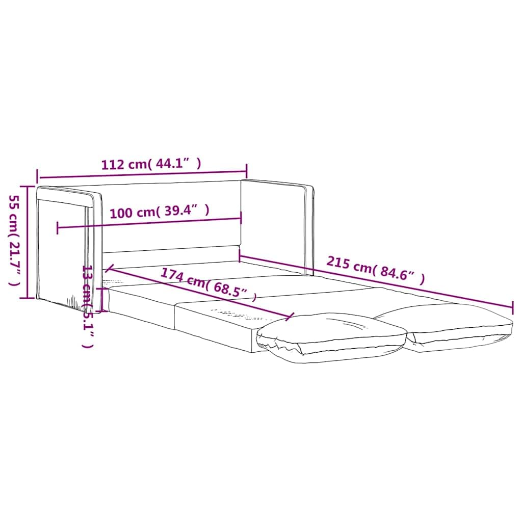 vidaXL Bodensofa mit Schlaffunktion Hellgrau 112x174x55 cm Stoff