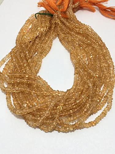 Citrine perles jaunes rondelles 4mm pierres semi précieuses naturelles fil de 13" pour bijoux