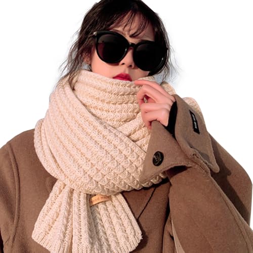 EUBUY Winter Chunky Knit Scarf, Women And Mens Winter Thick Cable Knit Wrap, Warmer Thickened Breathable Windproof Neck Wrap for Outdoor Skiing Skating Cycling and Mountain Climbing