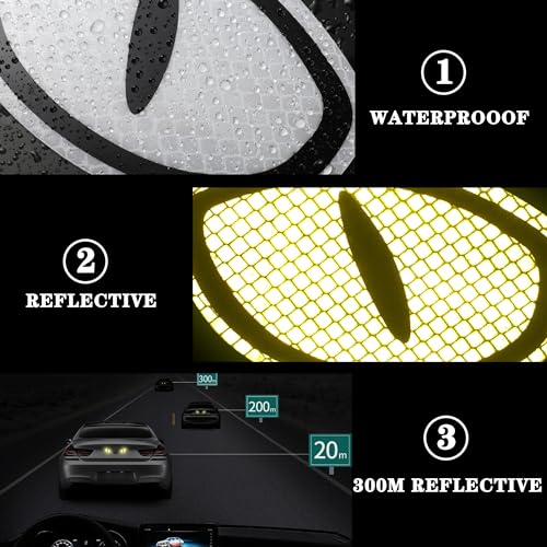 Image of TOMALL 5 Pair Car Reflective Eyes Stickers for Car Logo Rearview Mirror Window Safety Warning High-Intensity Night Visibility Anti-Collision Reflective Decor Decals Waterproof for Vehicles SUV Laptop