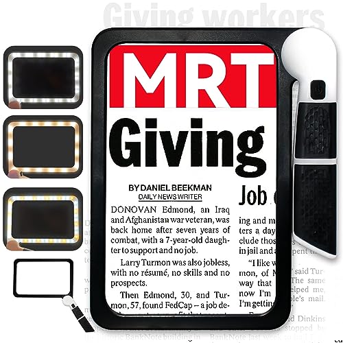 5X Magnifying Glass for Reading, Full-Page Large Rectangle Lighted Magnifier with Dimmable 48 LED Light, Folding Handheld Magnifiers Gifts for Macular Degeneration Seniors Reading Newspaper, Books 5X Magnifying Glass for Reading, Full-Page Large Rectangle Lighted Magnifier with Dimmable 48 LED Light, Folding Handheld Magnifiers Gifts for Macular Degeneration Seniors Reading Newspaper, Books