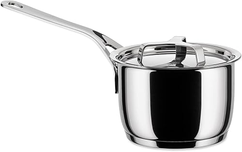 A Di Alessi, "Ollas y sartenes", cacerola de acero inoxidable 18/10 pulido con espejo, 1 cuarto de galón 16 oz
