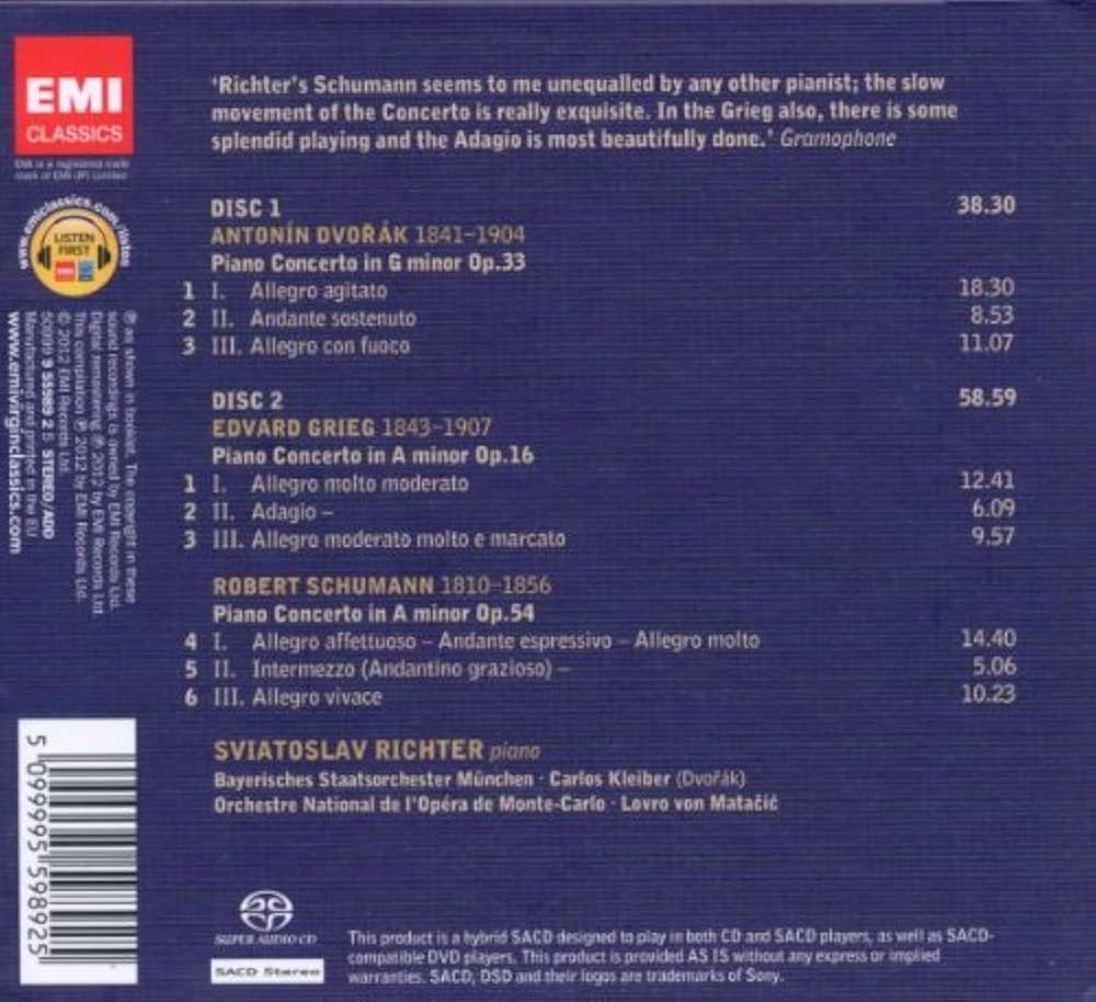 新品】廃盤/2SACD/リヒテル&クライバー マタチッチ ドヴォルザーク ピアノ 新品】廃盤/2SACD/リヒテル&クライバー マタチッチ