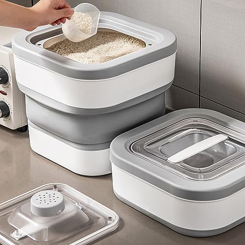 RoxNvm hundefutter aufbewahrung, Zusammenklappbarer futtertonne, 10L futterbox hund, Gut verschließbare tierfutterbehälter Kann Katzenfutter, Hundefutter, Tierfutter, Reis und Müsli