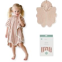 Snuggle Me Organic Toddler Poncho Towel with Hood, Scallop Edges 1-3Years, 21"X21" 100% Organic Cotton, Absorbent Hooded Towel for Baby Boys & Girls, Pool | Swimming | Bath | Beach Gumdrop Scallop
