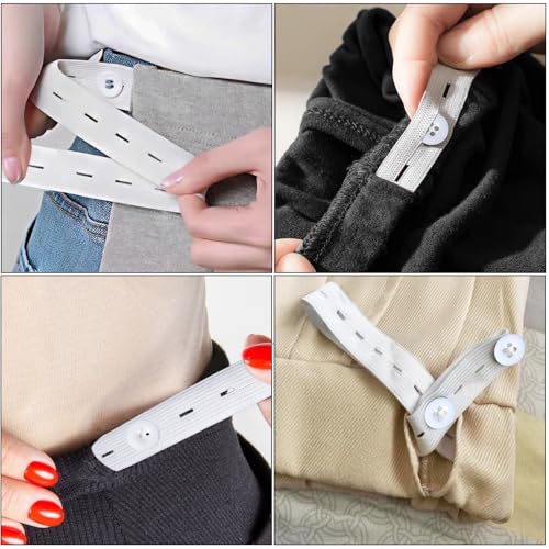 Nadisean 16m Elastique Couture avec Boutonniere, 20mm Élastique Couture avec 12 Boutons et 1 Ciseaux, Blanc Bande Élastique Couture avec Boutonniere, Réglable Élastique Boutonniere pour Pantalons – vue 6