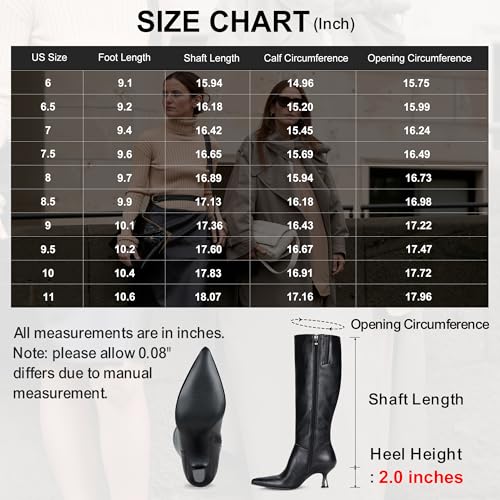 Image of Vepose Women's Knee High Tall Faux Leather Boots, Pointed Toe Kitten Heeled Dress Ladies Fashion Riding 9525 Boots with Side Zipper, Elegantes Casual Comfort Botas Trendy Para Mujer