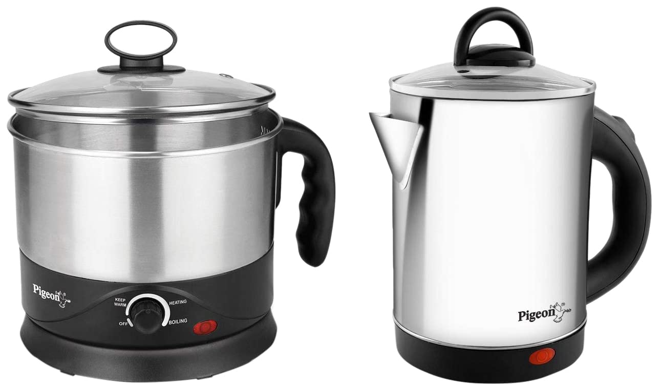 Pigeon by Stovekraft Quartz Kettle with Stainless Steel Body, 1.7 litres with 1500 Watt and Stovekraft Kessel 1.2-Litre Multi-Purpose Kettle (Silver) 600W, Black-image-34