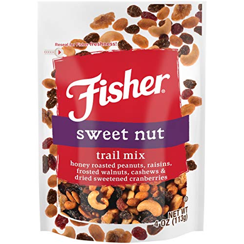 Fisher Snack Sweet Nut Trail Mix, Honey Roasted Peanuts, Raisins, Frosted Walnuts, Cashews, Dried Sweetened Cranberries, 4 Ounces (Pack Of 6) #TOP3