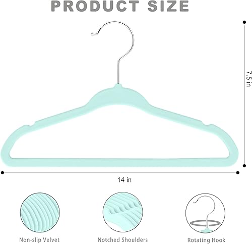 Vista 65 de BAGAIL Perchas de terciopelo para niños de 11 pulgadas, perchas antideslizantes para bebés y niños pequeños (gris, paquete de 50 unidades)