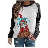 LEMONONSTORE Funny Cute Animal Printed Pullover Sweatshirts Women Chicken Graphic Tee Tops Raglan Sl