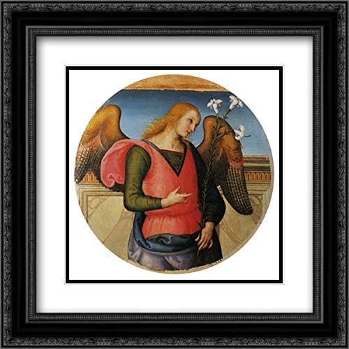 Pala Di Sant Agostino (Arcangel Gabriel) - Marco adornado negro de 20 x 20 pulgadas, impresión artística de museo doble mate, por Pietro Perugino