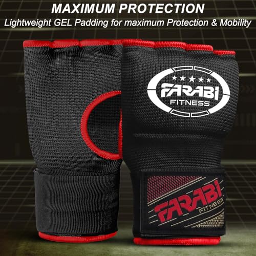 Farabi Sports Adultos Guantes de Entrenamiento sin Dedos para Gimnasio, Fitness, Boxeo, MMA, Muay Thai, con Protector en los Nudillos (Negro, L/XL) - imagen 6