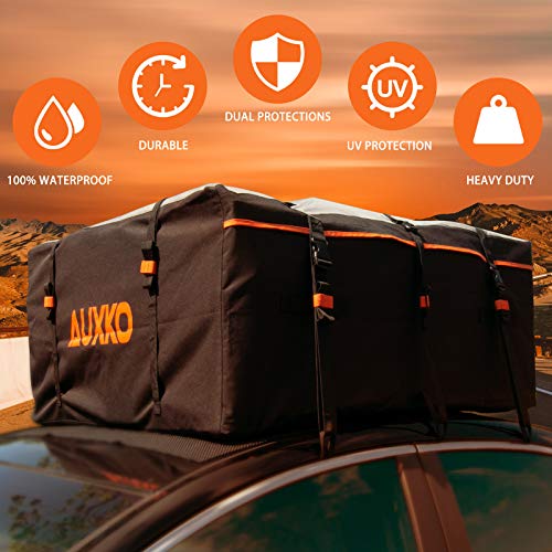 Auxko Car Roof Bag 19 Cubic Feet Truck Pickup Rooftop Cargo Carrier 100% Waterproof Fits All Vehicle with/Without Rack - Thumbnail 4