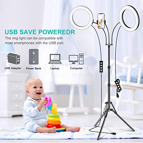 image for Ring Light with Tripod Stand and 2 Phone Holders, iMartine 8
