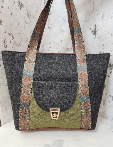 Image of Babbotty Jute Stylish Tote Bags for Women Big Size with Zip Multiple Compartments Inner Pocket Ladies Purse Handbags Girls Shoulder Hobo Bag for Office College Daily Use & Travel
