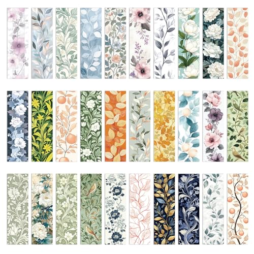 PALUMMA 30 Pcs Fresh Flowers Bookmarks, 30 Paper, Perfect Size for Books & More