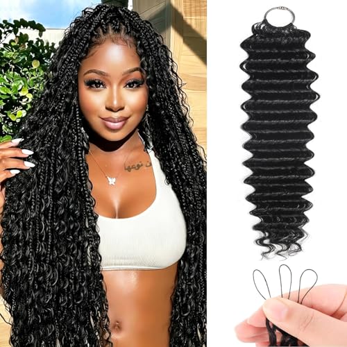 Miracle Knots Crochet Human Hair 18 Inch 50 Strands Pre-Separated Feather Crochet Human Hair for Boho Braids human hair Extensions Invisible Reusable Beginner-Friendly (1B# 18 Inch (50 Strands))