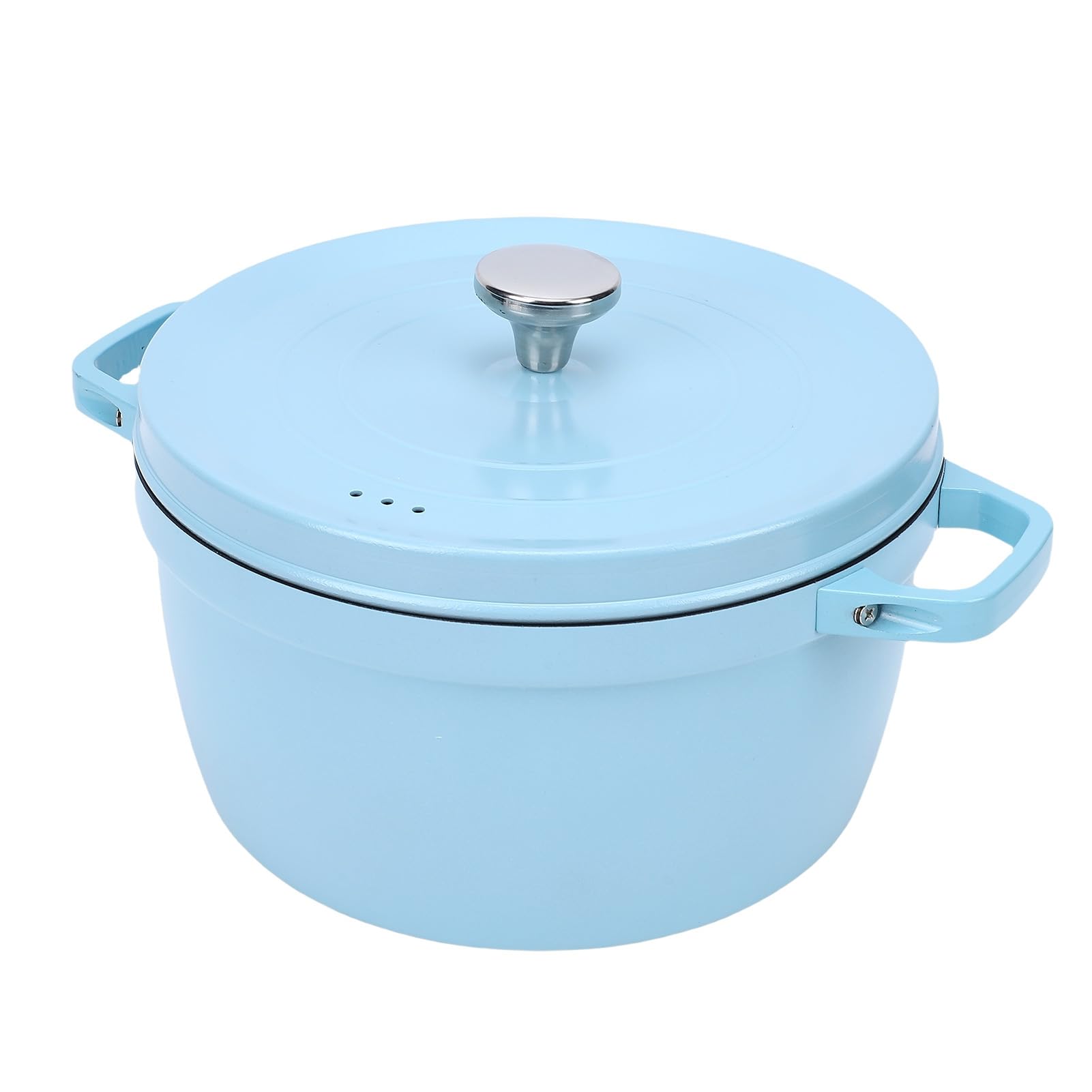 Jenngaoo Olla de Hierro Fundido Esmaltado con Tapa, Doble Asa Antiadherente Redonda para Horno, Cocina de Gas e Inducción, 9.4 Pulgadas, para Guisos, Estofados y Asados
