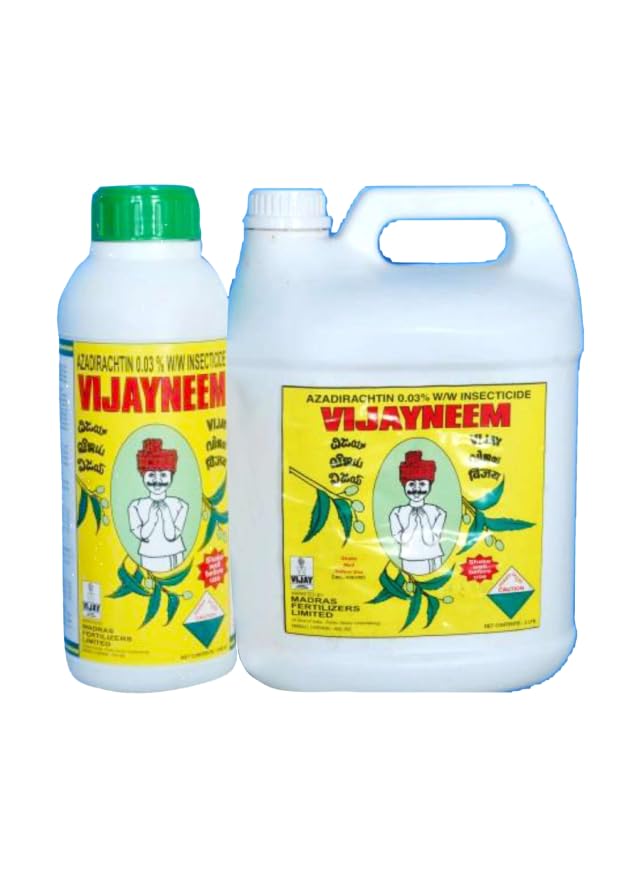 Vijay Neem Water Soluble Neem liquid (1 LITRE) - Cold Pressed Pure Neem Oil for Spray On Flowering Plants, Organic Farming and Gardening