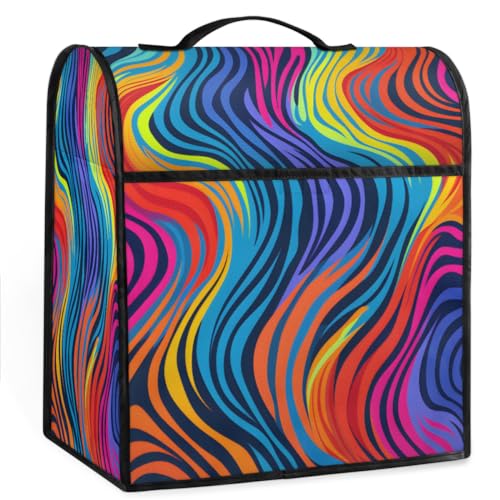 Coffee Maker Cover Colorful Zebra Texture Kitchen Appliance Covers Small Appliance Covers Blender Cover Juicer Cover Dust Covers for Kitchen Appliances with Top Handle and Pockets,Washable,B818