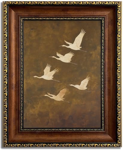 Framed Vintage Flying Crane Canvas Wall Art 9X11in Ready to Hang - image 1