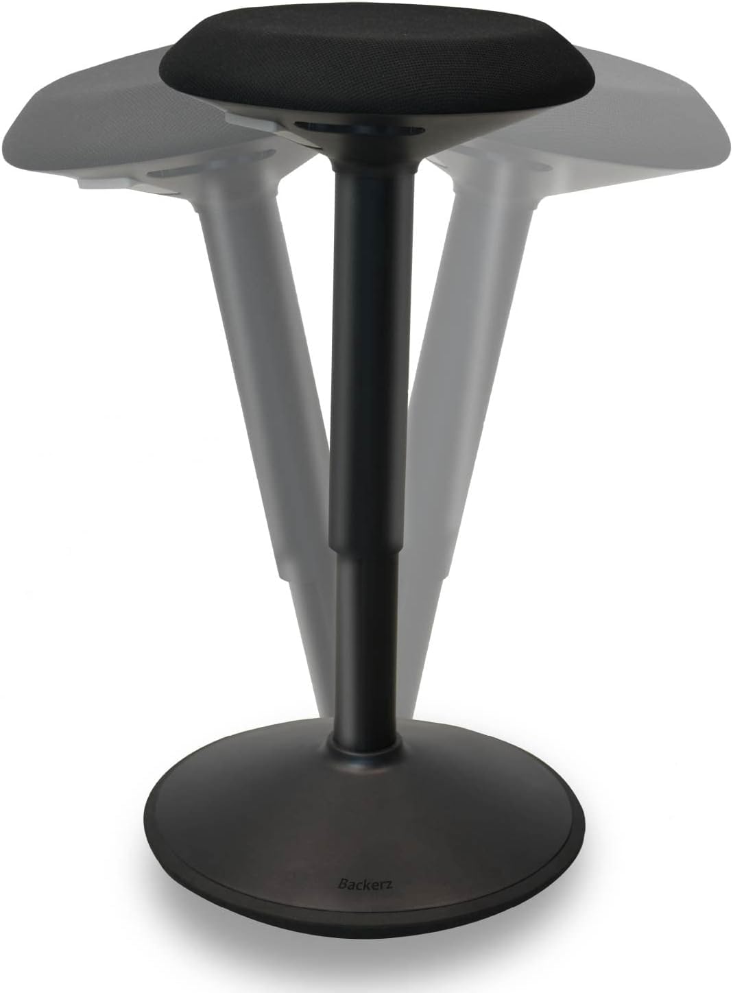 Backerz Taburete Silla Escritorio - Silla Oficina Ergonómica con Altura Regulable de 55 a 80 cm - Taburete Silla Ergonómica con Efecto Columpio Revestido con Tela Repelente al Agua, Negro Mate