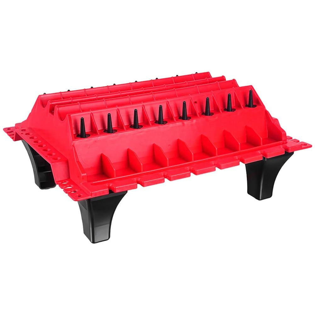Plateau de pièces de culasse de moteur, boîte de rangement d'arbre à cames à ressort de soupape, plate-forme de rangement en polypropylène rouge pour atelier de réparation automobile