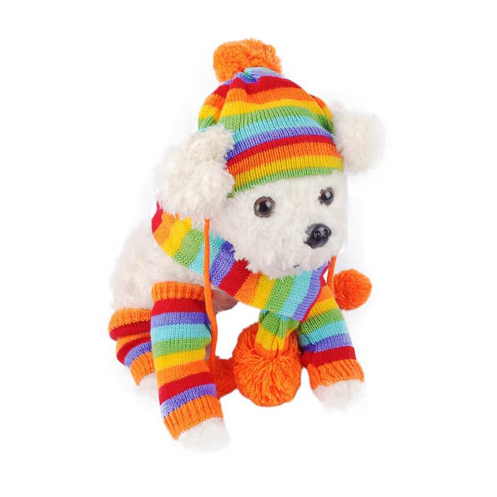 Cache-cou écharpe tricotée et bonnet pour protéger un chiot du froid