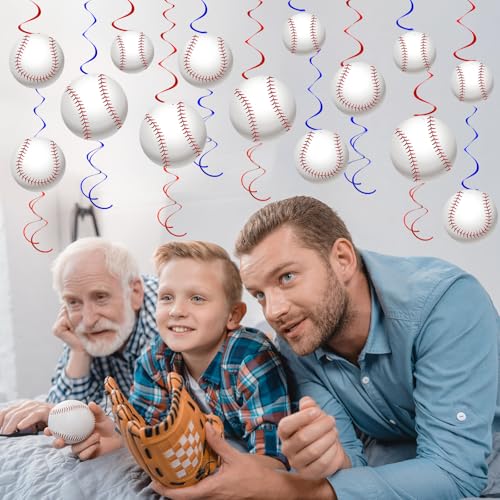 Image of 54Pcs Baseball Hanging Swirls Party Decorations Baseball Theme Birthday Party Decorations Supplies Sports Ball Cutouts Hanging Swirl Ceiling Streamers for Kids Girls Boys