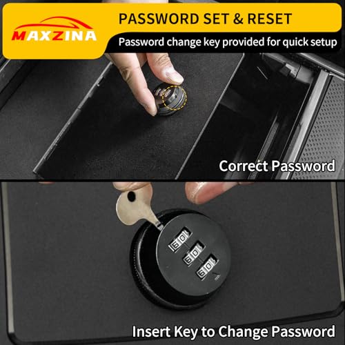 Maxzina Center Console Safe Lock Box Compatible with 2021-2025 Ford F150 Armrest Security Organizer Center Console Safe Vault Lockbox with 3 Digit Combo Password for 2024 F-150 Accessories