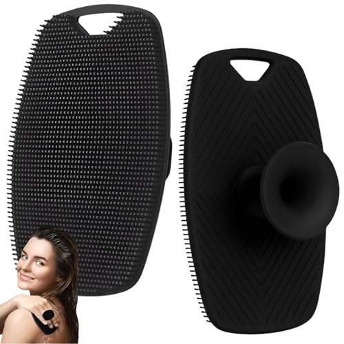 Image of Xmart India Silicone Body Scrubber Bath Brush,Lather Boosting & Exfoliating Scrubber for Nourishing Skin, No-Slip Handle, Body Exfoliator for Men & Women, Effective Skin Cleaning(1 Pc,Black)