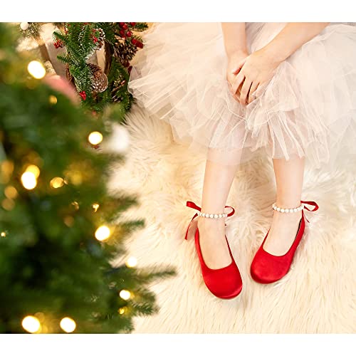Image of Felix & Flora Girls Toddler Little Ballet Shoes - Flower Girls Mary Jane Flats Dress Shoes Party Wedding