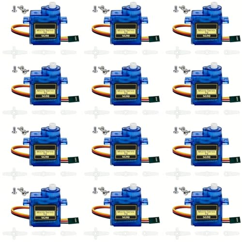 12 Stück SG90 9G Micro Servo Motor Mini Modellbau Servos für Arduino Micro Servo Motor Kit 180 Grad für RC Roboter Flugzeuge Hubschrauber Boote und Autos Modelle