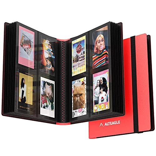 Alteagle 160 Pockets Mini Photo Album, Kpop Photocard Holder Book, for Polaroid, Instax Mini and Kpop Photos -Red