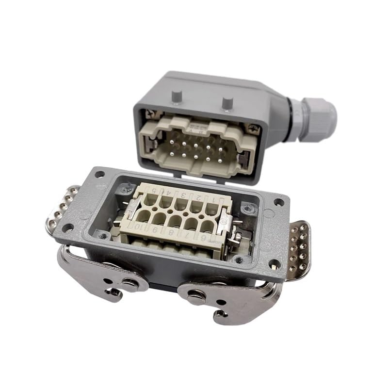 Heavy Duty Connectors HDC-HE-010-1/2/3/4 F/M 10pin 16A Screw Connection Industrial Rectangular Aviation Connector Plug(Hdc-he-010-1)