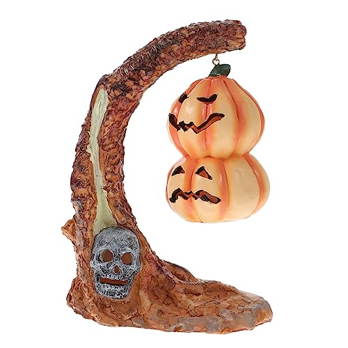 Garneck Halloween Pumpkin Decor Unique Resin Pumpkin Lamp for Indoor Fall Decor Light Up Table Centerpiece for Halloween Party and Farmhouse Decorations