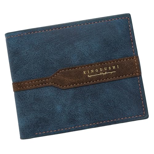 Mens Bifold Wallet Blocking Slim Minimalist Front Pocket - Thin & Stylish with ID Window 22(blue)