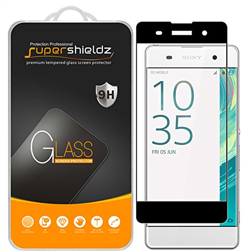 Supershieldz (2 Pack) Designed for Sony (Xperia XA) Tempered Glass Screen Protector, (Full Screen Coverage) Anti Scratch, Bubble Free (Black)